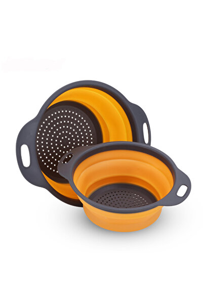 Choice3 سلة تنظيف وتصريف الخضروات والفواكه من السيليكون باللون البرتقالي، سلة...