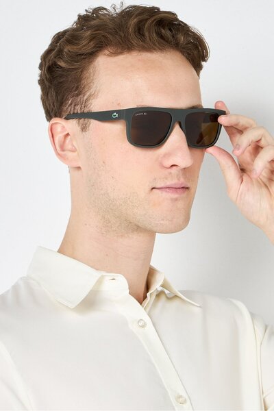 Lacoste Men L6001S Square Sunglasses, Dark Olive
