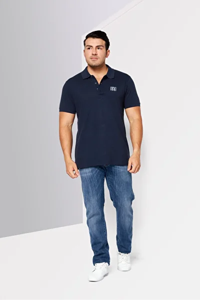 Cerruti 1881 Men Regular Fit Embroidered Logo Short Sleeves Polo Shirt, Navy
