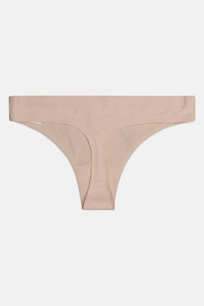 Calvin Klein Women Brand Logo Pull-On Thong Panty, Beige