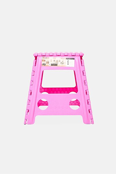 Lifestyle Plastic 16 Inch Folding Step Stool With Handle, Pink