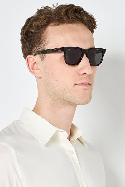 Lacoste Men L996S230 Square Sunglasses, Havana Brown
