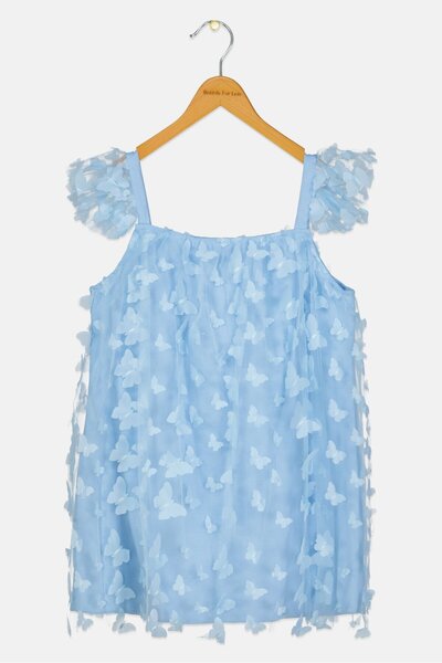 English Laundry Kids Girl Textured Casual Dress, Sky Blue