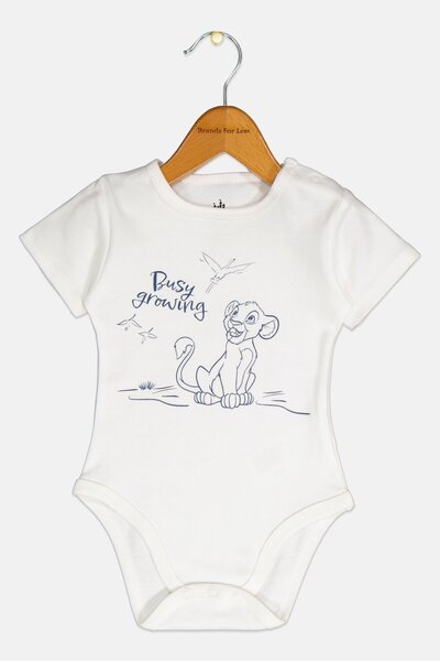Disney Toddlers Boy Short Sleeve Graphic Print Bodysuit, White
