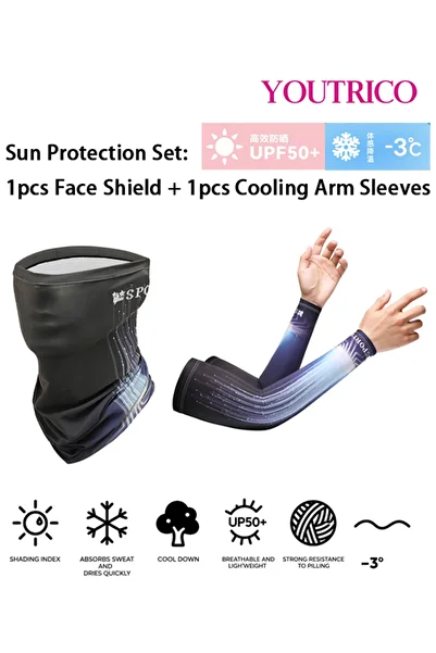 Youtrico 2PCS Ice Silk Gloves+face Mask Set Uv Protection Kit For Driving/cycling SPF50 High Protection