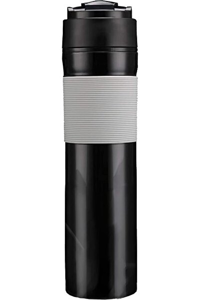 erorex ماكينة تحضير القهوة الفرنسية للسفر 2 في 1، كوب محمول سعة 11.8 أونصة، أسود، يحافظ على المشروبات ساخنة لساعات.