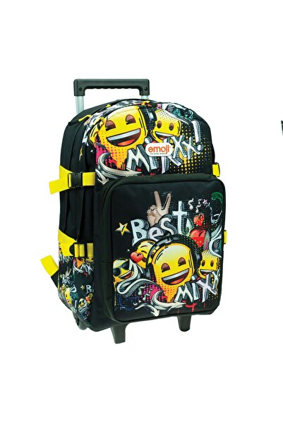 GYM Troller scoala Emoji Party Mix, cu trei compartimente, buzunare si bretel...