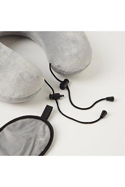 Home Center Solid Neck Pillow and Eyemask Set