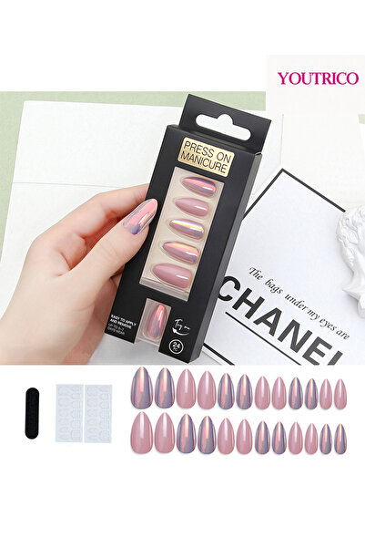 Youtrico 24 قطعة من أظافر الضغط، أظافر يومية أنيقة، أظافر ليزر، أظافر حفلات، ...