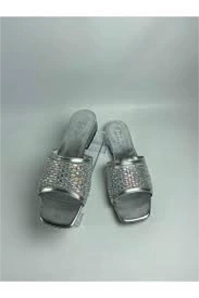 Işıltı kidss Silver skin embroidered slippers