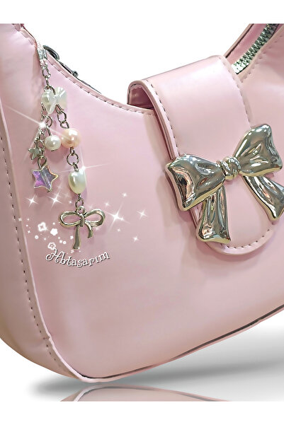 hbtasarim حقيبة يد كوكتيل Y2K Fairycore مع تفاصيل فيونكة وسلسلة مفاتيح وحبل ل...