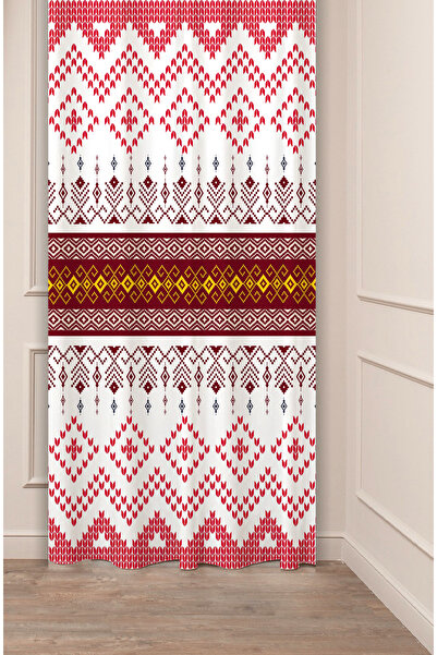 GREENDECOR Perdele de fundal modernă și elegantă, autentică, anatoliană, cu model etnic, cu design special digital cu imprimeu (cu o singură aripă)