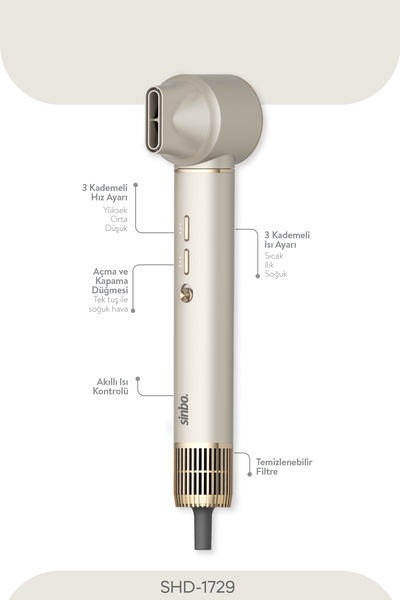 Sinbo Shd-1729 Hava Üfleme 5in1 Saç Şekillendirici