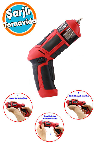 NZB Akülü Otomatik Değiştirilebilir Uçlu Vidalama Şarjlı Tornavida Yıldız Düz...