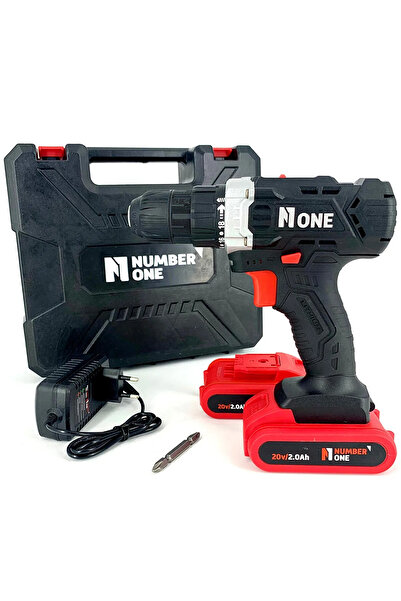 NUMBER ONE Mașină de găurit/șurubelniță cu 2 baterii, 20 V, 2,0 Ah, 32 Nm, ac...