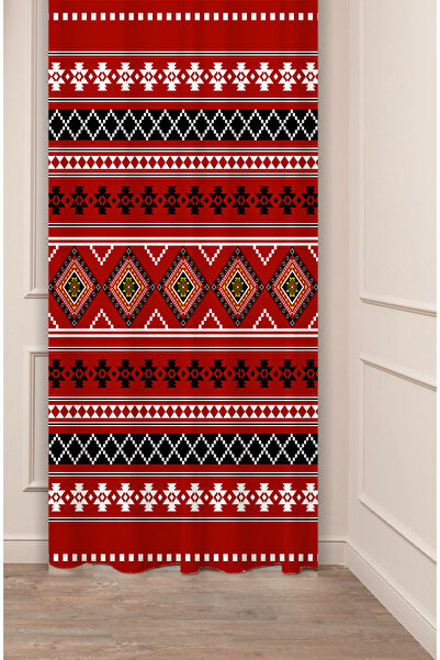 GREENDECOR Perdele de fundal modernă și elegantă, autentică, anatoliană, cu model etnic, cu design special digital cu imprimeu (cu o singură aripă)