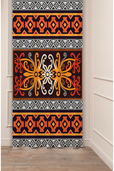 GREENDECOR Perdele de fundal modernă și elegantă, autentică, anatoliană, cu model etnic, cu design special digital cu imprimeu (cu o singură aripă)