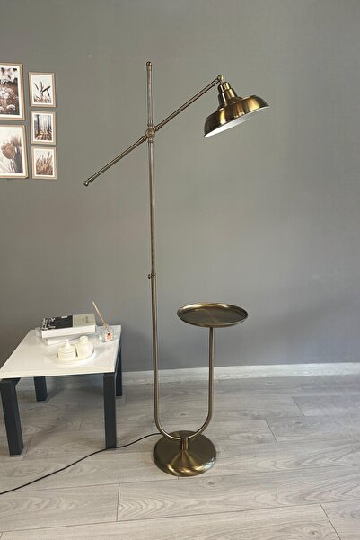 Bamyum Eskitme Renk Lambader U Tepsili Makas Gövde Modern Dekoratif Metal Oturma Odası Zemin Lambası