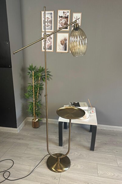 Bamyum Yolza Eskitme Gövde Bal Rengi Cam Lambader U Tepsili Makas Gövde Modern Oturma Odası