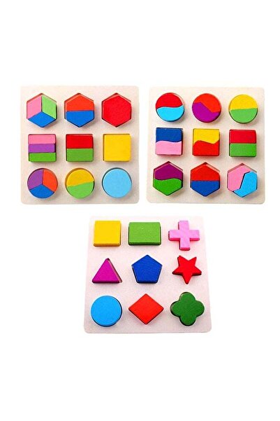 MARAH TOYS 3 مجموعات من ألعاب تعليمية خشبية متعددة الوظائف للأطفال بأشكال هند...