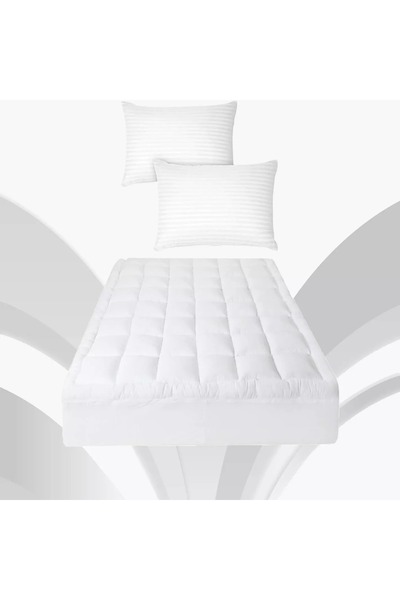Home Centre In House Microfibre Mattress Topper and 2 Hotel Pillows Comfort Package - 120x200 cm