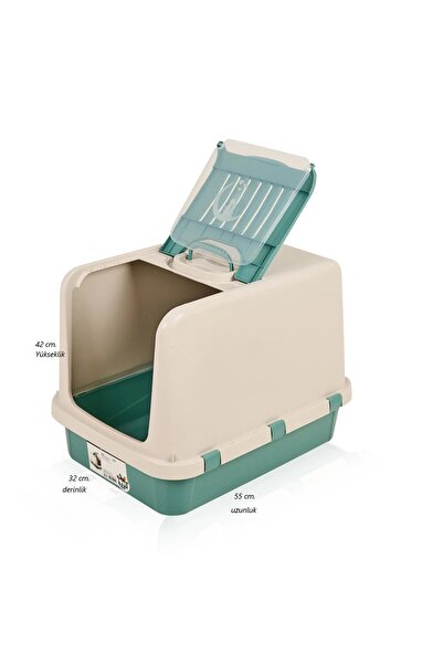Gondol pet kapalı kapaklı kedi tuvaleti XL büyük boy