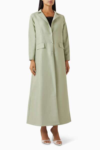 Serrb Elevate Your Style with This Chic A-Line Abaya Coat Featuring Fine Stit...