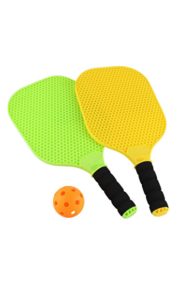 Flippy Set Joc de Ping-Pong, Flippy, 2 Palete, 1 Minge, + 6 Ani, 37.5 x 18 x 3 cm, Galben/Verde