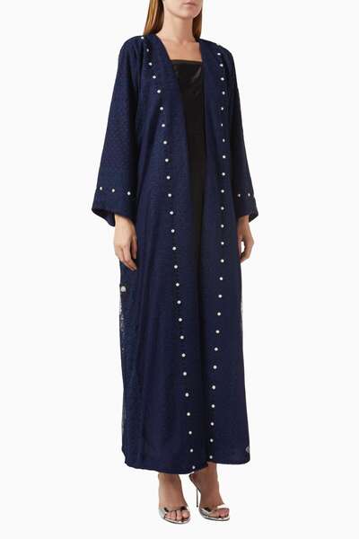 Elna Line Tulle and Pearl Embellished Abaya Offers Comfortable Layering and E...