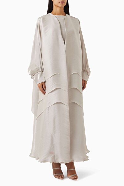 Al Mraikn Stylish 3 Piece Abaya Set with Satin Organza Ideal Choice for Moder...