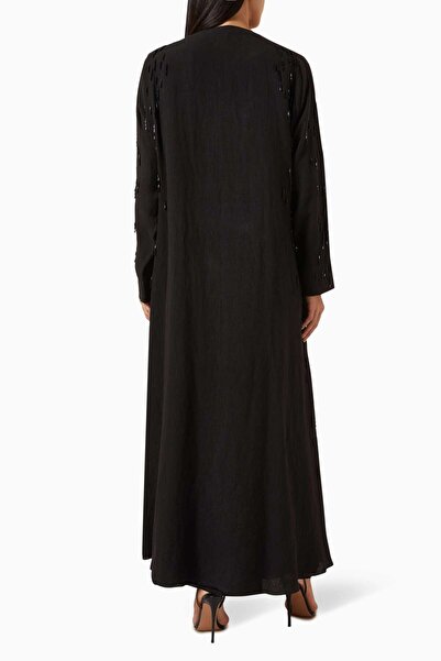 Al Mraikn Şık Açık Önlü Abaya Elbise Uzun Kol Kına ve Davet İçin Tam Takım