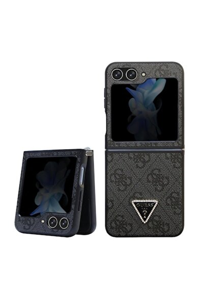 Guess Husa 4G PU Leather Triangle pentru Samsung Galaxy Z Flip 5 Black