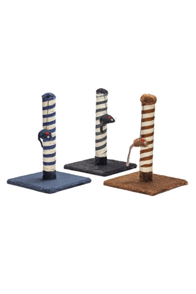 Beeztees عمود خدش للقطط مع لعبة فأرة مقاس 25x25x38 سم ملون