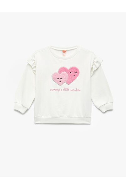 Koton Bavlněná mikina s dlouhým rukávem a výstřihem do tvaru srdce