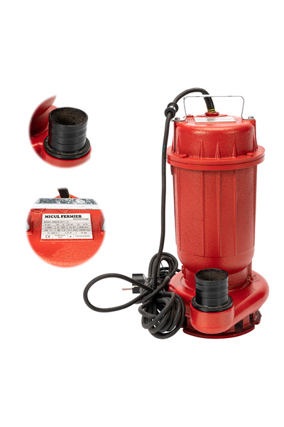 micul fermier Cast iron dirty water pump, WQD red 16 m, 1100W, 250 l/min