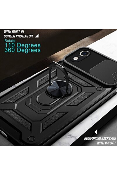 SKYDDAR INNOVATION Θήκη iPhone XR, CamShield, Μαγνητικό δαχτυλίδι, Σετ αυτοκόλλητων, Μαύρη