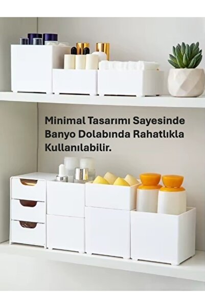 VİALEX Ada 1 Adet 3 Çekmeceli Banyo Organizeri- Aksesuar Düzenleyici ve Çok A...