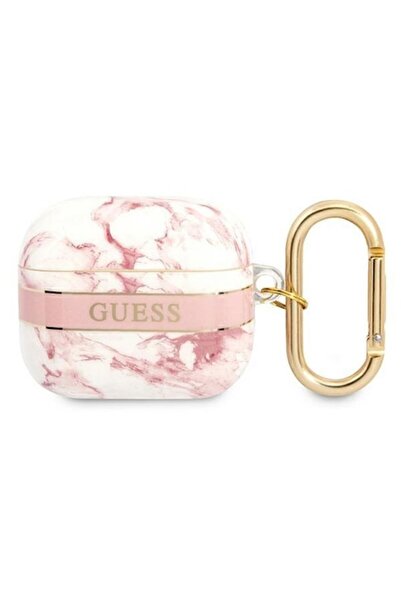 Guess GUA3HCHMAP Marble Strap Case Compatible with Apple AirPods 3 Pink