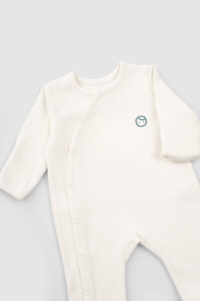Little Gusto White Jumpsuit with Organic Cotton Booties and Self-Gloves