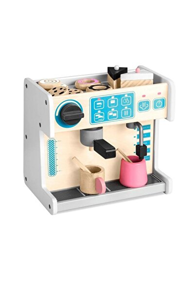 Ricokids Set patiserie si aparat de cafea, realizat din lemn, cu prajituri, v...