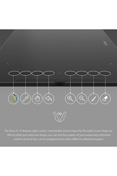 XP-Pen Deco 01v2 Graphics Tablet, 10x6.25", TILT, OTG + Android, 8 Buttons, 8192 Pressure Levels