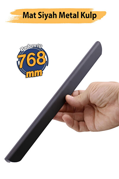 Badem10 Fırat Siyah Metal Gardırop Kulpu 768 mm Mutfak Vestiyer Banyo Mobilya...