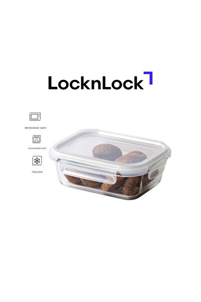 locknlock Tempered Glass Rectangle 640ml – Airtight Food Container with 4-Side Locking Lid
