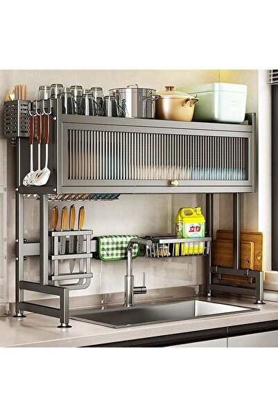 Taimi 3-Tier Over the Sink Dish Drying Rack with Cover , Black - 75L x 80H x ...