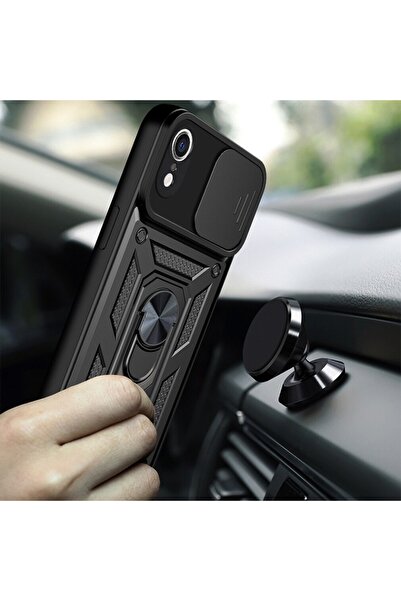 SKYDDAR INNOVATION Θήκη iPhone XR, CamShield, Μαγνητικό δαχτυλίδι, Σετ αυτοκόλλητων, Μαύρη