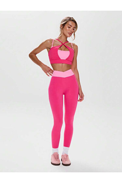 La Saade Power Pink Set-Two-Piece Premium Bralet and V-Cut Leggings Set with ...