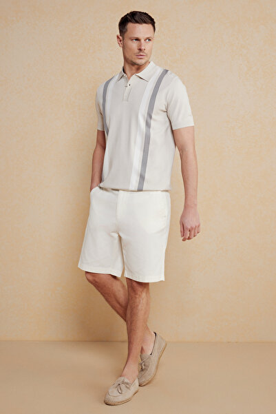 BROOKS BROTHERS Erkek Kırık Beyaz Chino Double Paça Şort