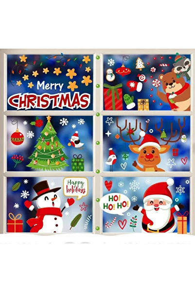YUXES Set of 9 Christmas sticker sheets, PVC, multicolor, 30 x 21 cm