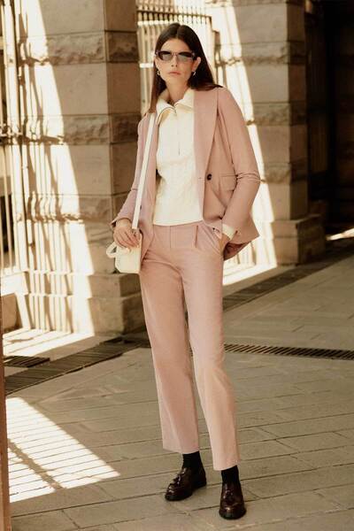 BROOKS BROTHERS Kadın Gül Kurusu Fitilli Kadife Pantolon