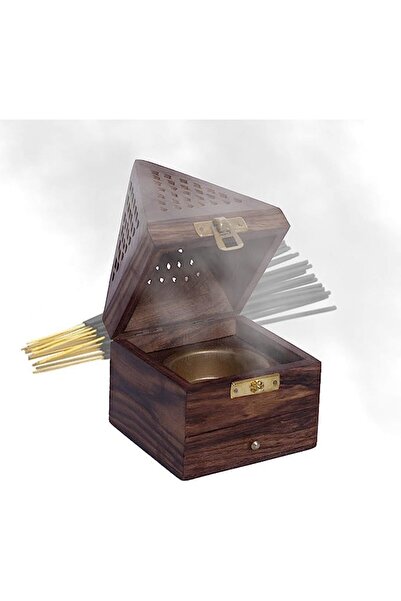 ECVV Wooden Bakhoor Burner, Mabkhara, Pyramid Shape Incense Burner, Home Fragrance Home Decor, Incen